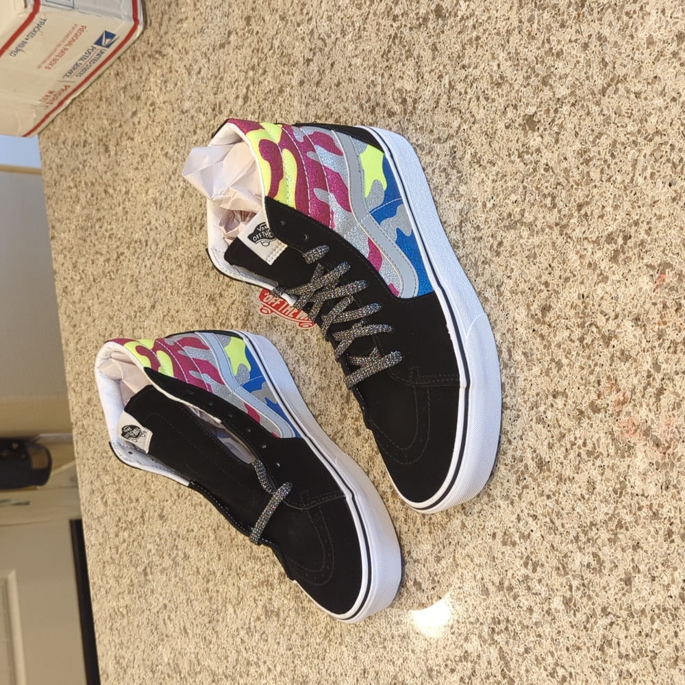 Vans Sk8-hi platform 2 after dark high top camo Shoes Size 10 new